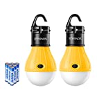 2 Pack E-TRENDS Portable LED Lantern Tent Light Bulb for Camping Hiking Fishing Emergency Lights, Battery Powered Lamp with 6 AAA Batteries, Yellow