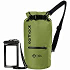 Earth Pak- Waterproof Dry Bag with Front Zippered Pocket Keeps Gear Dry for Kayaking, Beach, Rafting, Boating, Hiking, Camping and Fishing with Waterproof Phone Case