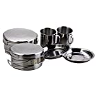 BeGrit Backpacking Camping Cookware Picnic Camp Cooking Cook Set for Hiking (8pcs/set, Stainless Steel) 410