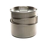 DZO Stainless Hiking Camping Backpacking Cup/Pot with Lid, Folding Handles and Measurement Marks – 20 oz/600 ml size