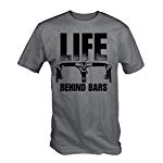 6TN Mens Life Behind Bars Funny Cycling T Shirt (Medium, Grey)