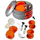 Gear4U: Best BPA-FREE Camping Cookware Set – Mess Kit – 13 Pieces including Free Bonus – Non-Stick Anodized Aluminum – Complete Lightweight Folding Kit for Camping Hiking & Backpacking Outdoor Cooking