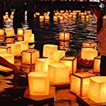 Aketek 20 Pack Square Chinese Lanterns Wishing, Praying, Floating, River Paper Candle Light