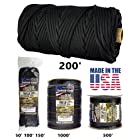 TOUGH-GRID 750lb Black Paracord / Parachute Cord – Genuine Mil Spec Type IV 750lb Paracord Used by the US Military (MIl-C-5040-H) – 100% Nylon – Made In The USA. 50Ft. – Black