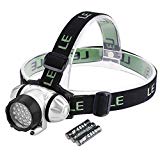 LE Headlamp LED, 4 Modes Headlight, Battery Powered Helmet Light for Camping, Running, Hiking and Reading, 3 AAA Batteries Included