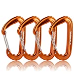 12KN Aluminium Wiregate Carabiners – 4 Pack – Rated LBS each – – VANWALK Lightweight Carabiner Clips for Hammock Climbing Rocking (Orange) 2645 7075