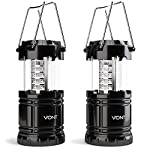 2 Pack LED Camping Lantern, Portable, Great Addition to: Survival Kits for Hurricane, Emergency, Storm, Outages, Outdoor Portable Lantern, Black, Collapsible – Vont