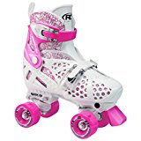 Roller Derby Girl’s Trac Star Adjustable Roller Skate, White/Pink, Large 3-6