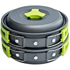 1 Liter Camping Cookware Mess Kit Backpacking Gear & Hiking Outdoors Bug Out Bag Cooking Equipment 10 Piece Cookset | Lightweight, Compact, & Durable Pot Pan Bowls – Free Folding Spork, Nylon Bag