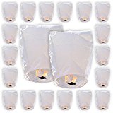 Just Artifacts 20 ECO Wire-Free Flying Chinese Sky Lanterns (Set of 20, Wire-free Eclipse, White) – 100% Biodegradable, Environmentally Friendly Lanterns!