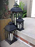 Set of 3 Indoor or Outdoor Metal Lanterns – Black