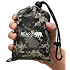 BEARZ Outdoor Beach Blanket / Compact Pocket Blanket 55″x60″, Waterproof Ground Cover, Sand Proof Picnic Mat for Travel, Hiking, Camping, Festivals – Durable Tarp w/ Corner Pockets, Loops & Bag (Camo)