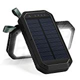 Solar Charger, 8000mAh 3-Port USB and 21LED Light Solar Power Bank Portable Battery Cellphone Charger, Solar Panel for Emergency Outdoor Camping Hiking for IOS and Android cellphones (Black)