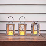 Set of 3 Galvanised Metal Battery Operated LED Fully Weatherproof Outdoor Garden & Patio Flameless Candle Lanterns