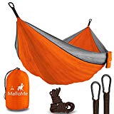 XL Double Parachute Camping Hammock – Tree Portable with Max lbs Breaking Capacity – Lightweight Carabiners and Ropes Included For Backpacking, Camping, Hiking, Travel, Beach, Yard, 125″ x 79″ 1000